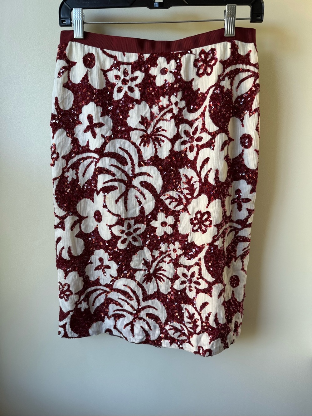 J CREW COLLECTION Sequin Hawaiian Tropical Floral Pencil Skirt Evening Glam 4